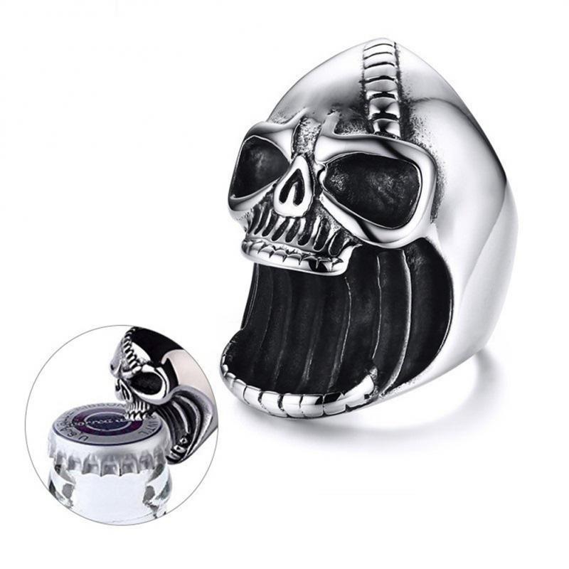 Skull Bottle Opener Men&#39;s Ring Big Metal Accessories Party Bottle Opener Jewelry Opener Beer Opener Trend Punk Styl