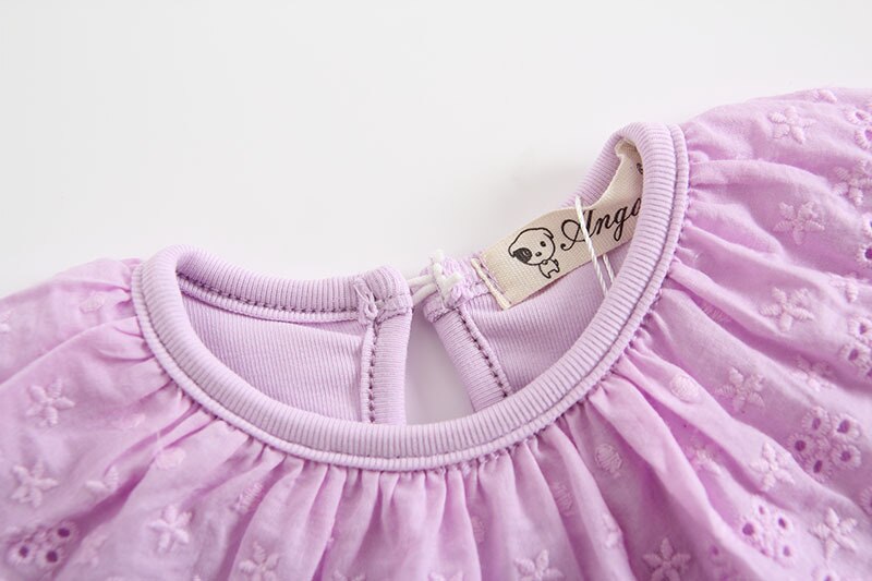 Baby Girl T-shirt Peuter Kids Herfst Casual Tops O Neck Hollow Out Ruches Lange Mouwen Prinses Blouse Katoenen T-shirt kleding