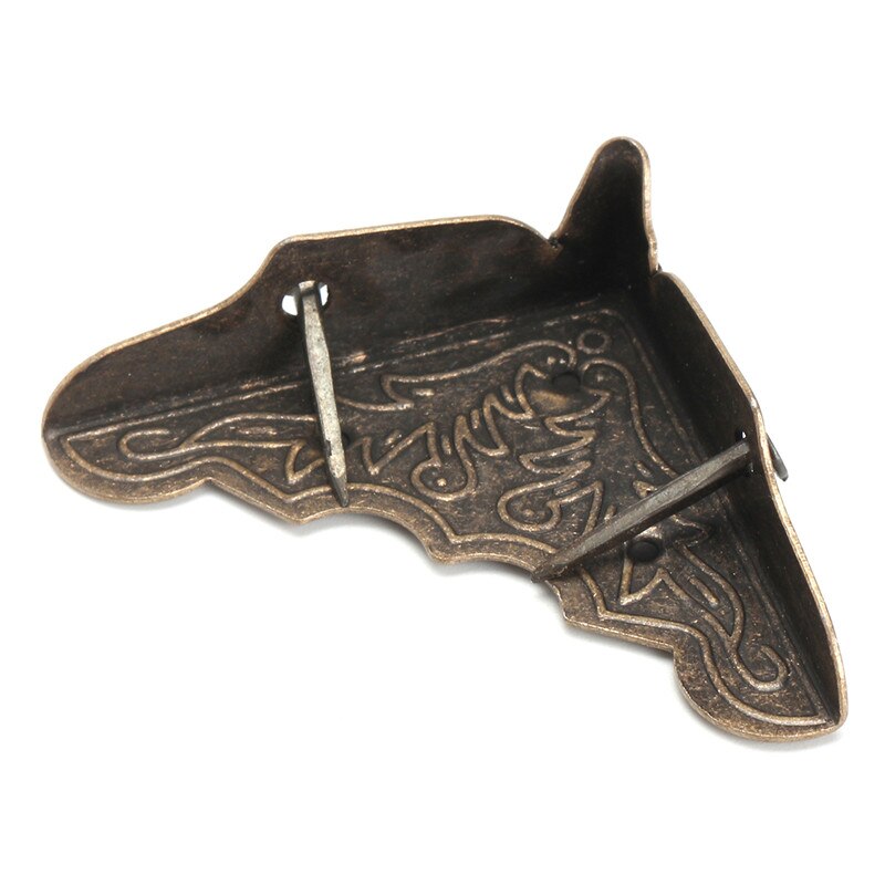 KiWarm 12Pcs Bronze Antique Brass Furniture Corner Bracket Jewelry Box Wood Case Decorative Feet Leg Metal Corner Protector