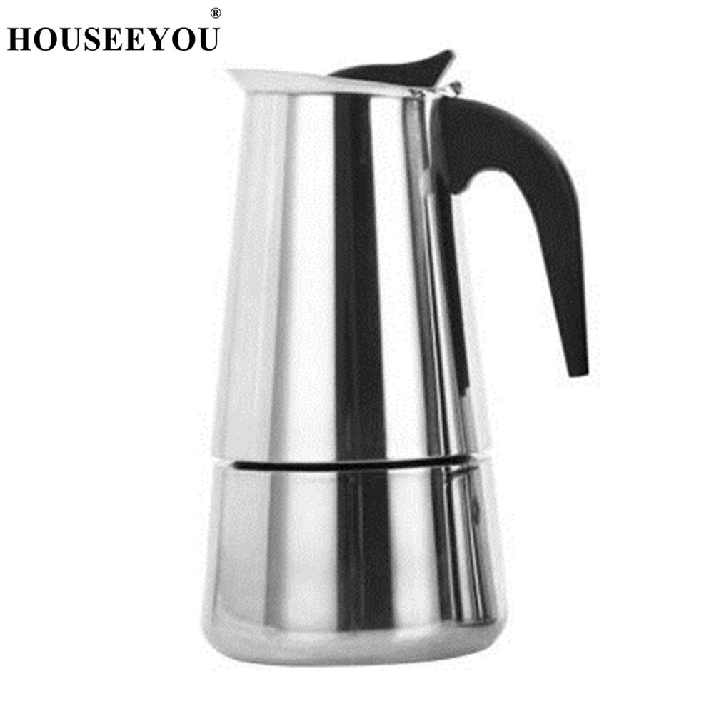 Stainless Steel Coffee Maker Pot Mocha Moka Espresso Latte Stovetop Coffee Pot Filter 100ML 200ML 300ML 450ML Coffee Machine