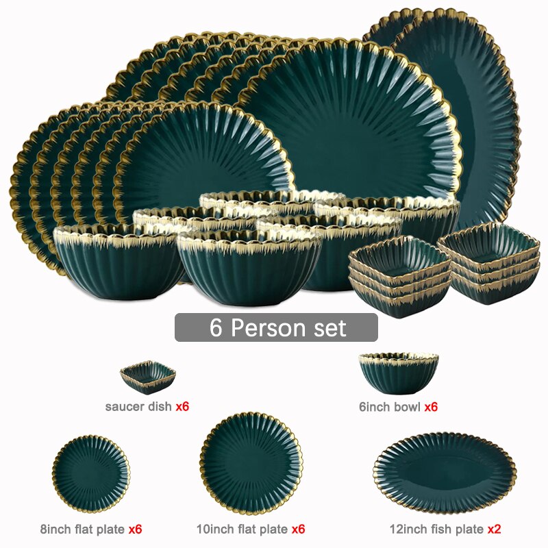 Green tableware set plate food plate salad soup bowl plate bowl set leaf plate dinner plate sets dinnerware set plates dishes
