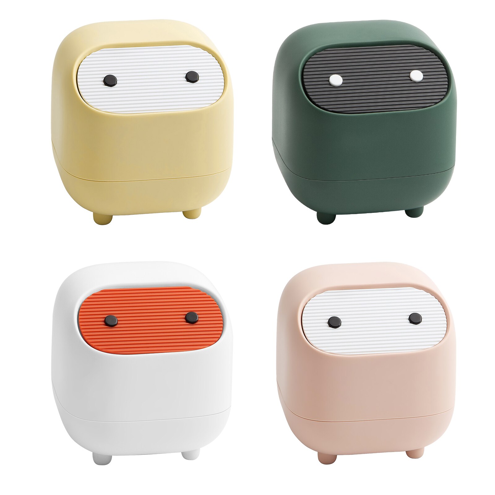 Cartoon Desktop Trash Can Plastic Dumpster Small Beautiful Trash Can Mini Waste Bins Office Kitchen Supplies
