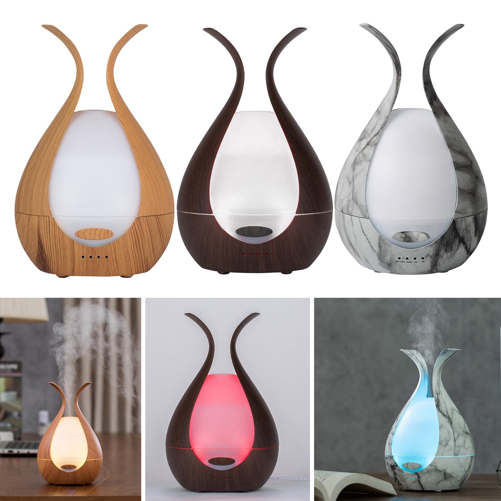 7 couleur LED ultrasons arôme humidificateur huile essentielle diffuseur exquis Grain de bois arôme purificateur d'air