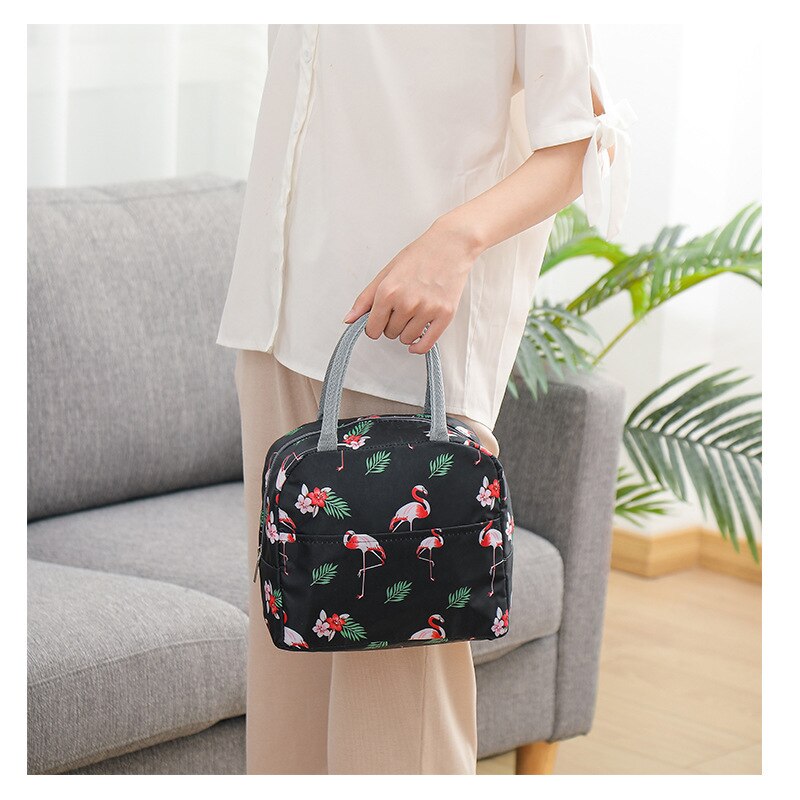 Cold Insulation Bag Thickened Lunch Bag Ice Bags Student Portable Waterproof Lunch Box Bags Lunch Box: Black Firebird