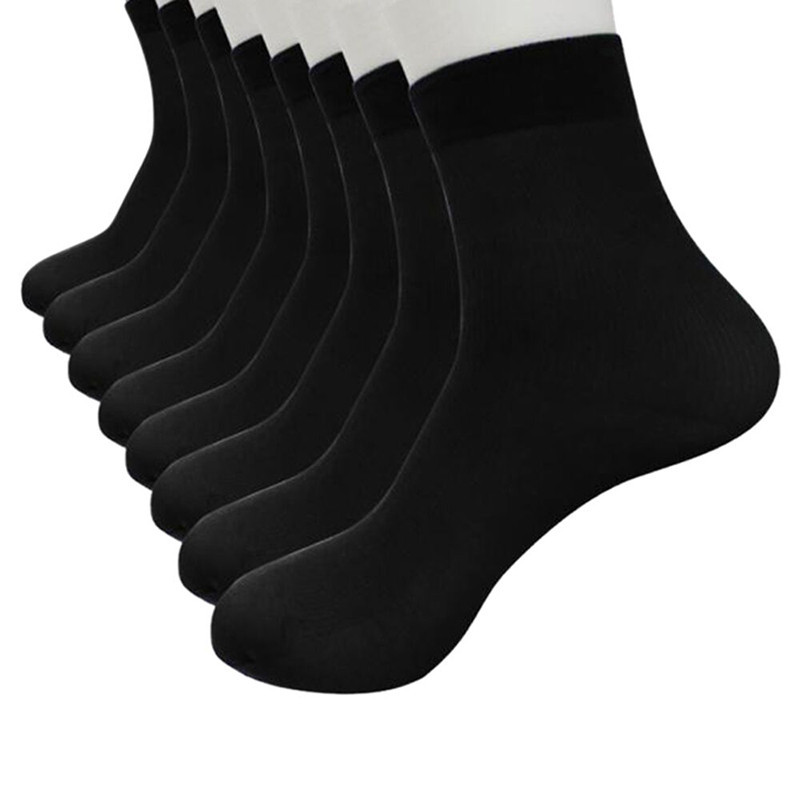8 Pairs Bamboe Hocok Fiber Sokken Ultra-Dunne Elastische Silky Korte Silk Mannen Sokken Populaire Ademende Soxs Meias Elastische sokken: Black