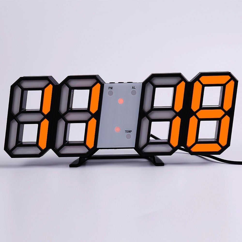 Wall Clock Watch Clock 3D Led Digital Modern Living Room Decor Table Alarm Nightlight Luminous Desktop: wall clock e