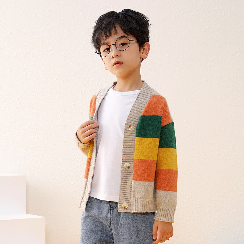 Herfst Peuter Jongen Truien Kinderen Katoen Vesten Jongens Gestreepte Jumper Truien Kinderen Lange Mouwen V-hals Jas Kinderen Trui