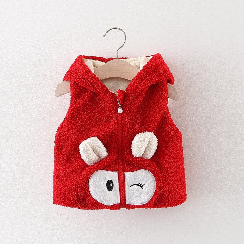 Kids Baby Vest Hooded Winter Spring Cartoon Kidsl Autumn Coats Clothes Winter Vest For Boys Girls Baby Kids Clothing: Red / 6-12M