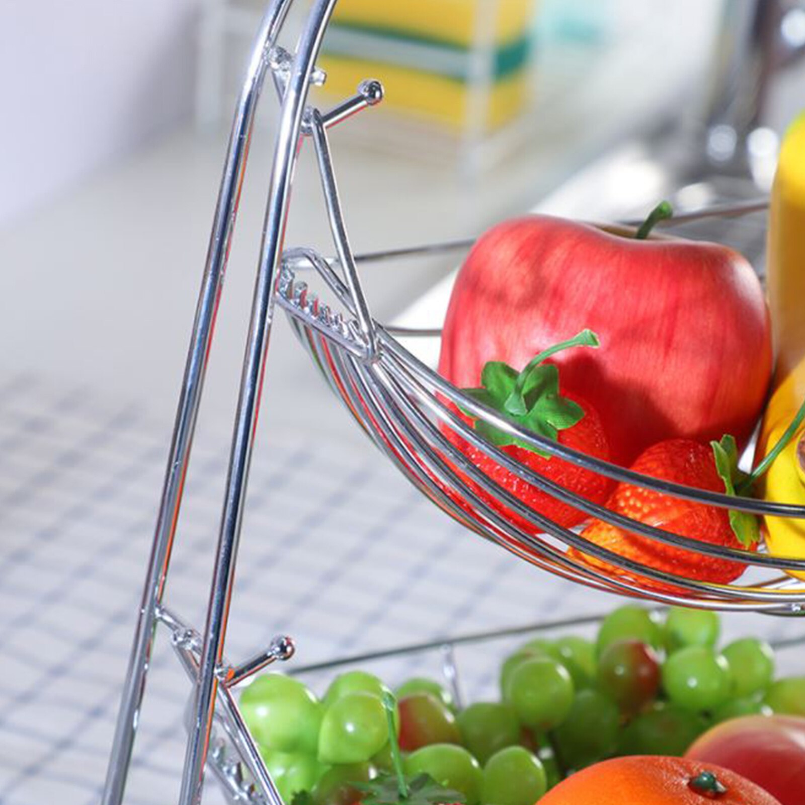 Europese Stijl Ijzer Fruitmand, Woonkamer Dubbele Laag Fruit Afvoer Opbergrek, Keuken Accessoire