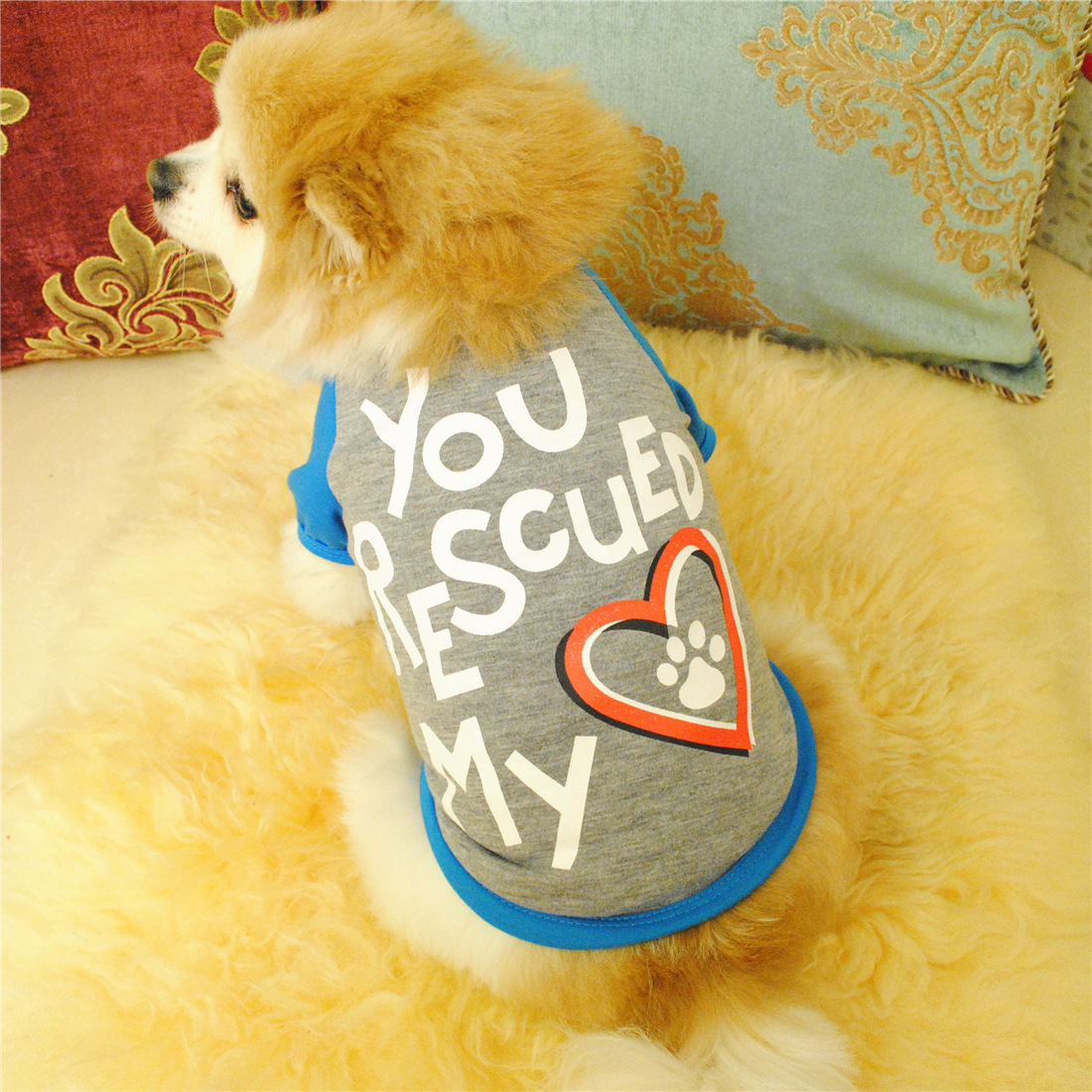 Você resgatou meu coração moda carta imprimir camisas para animais de estimação verão roupas para cães pequenos filhote de cachorro chihuahua cachorro camisa