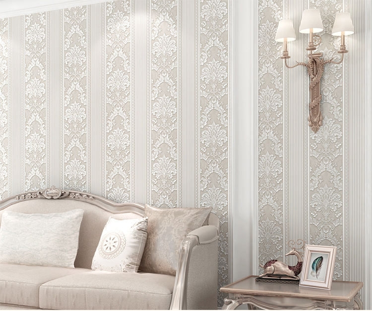 3D Victoriaanse Damast Reliëf Behang Roll Luxe Klassieke Bloemen Behang Woonkamer Slaapkamer Muur Decor