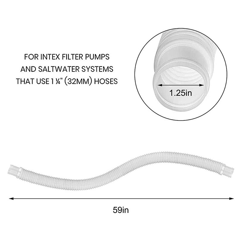 Tuyau de remplacement transparent pour piscine de 1.25 pouces, cryptage antidéflagrant, accessoire de pompe de piscine
