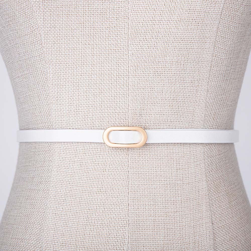 1Pc Vrouwen Pak Dunne Riem Vierkante Gesp Effen Kleur Koeienhuid Riemen Voor Vrouwen Jurk Trui Tailleband