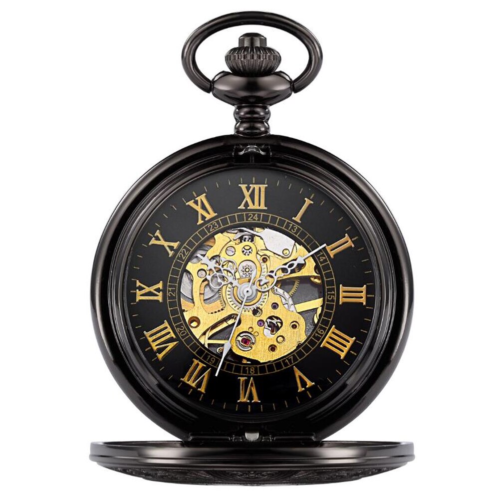 Luxe Zilveren Mechanisch Zakhorloge Vintage Holle Mannelijke Klok Hand Wind Mechanische Ketting Horloge Ketting Mannen Vrouwen: Bruin