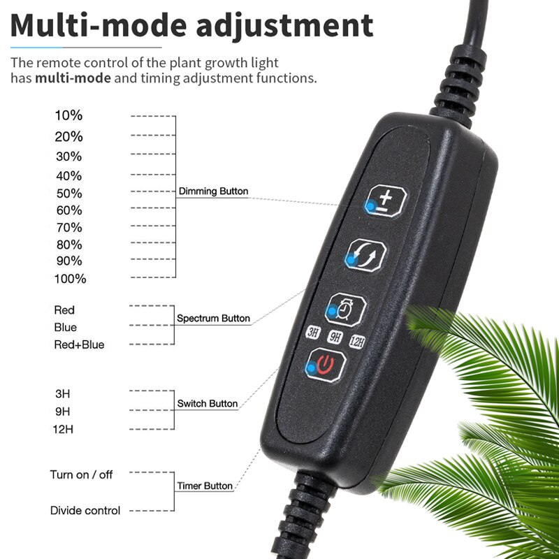 Usb Flood Phyto Led Lampen 5V Full Spectrum Zaailing Groeien Licht Indoor Phytolamp Voor Planten Timer Schijnwerper 45-130Cm Verstelbare