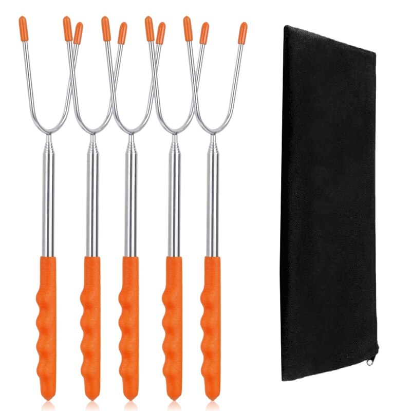 Paquete de 10 utensilios para nubes o asado, pinchos de perro telescópicos inoxidables, tenedores de barbacoa seguros para niños para fogata, hoguera y Gri: Default Title