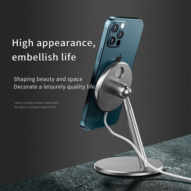 Magnetic Phone Stand Holder for iPhone 12 Series - Wireless Charging Desk Mount - 15W Fast Charging