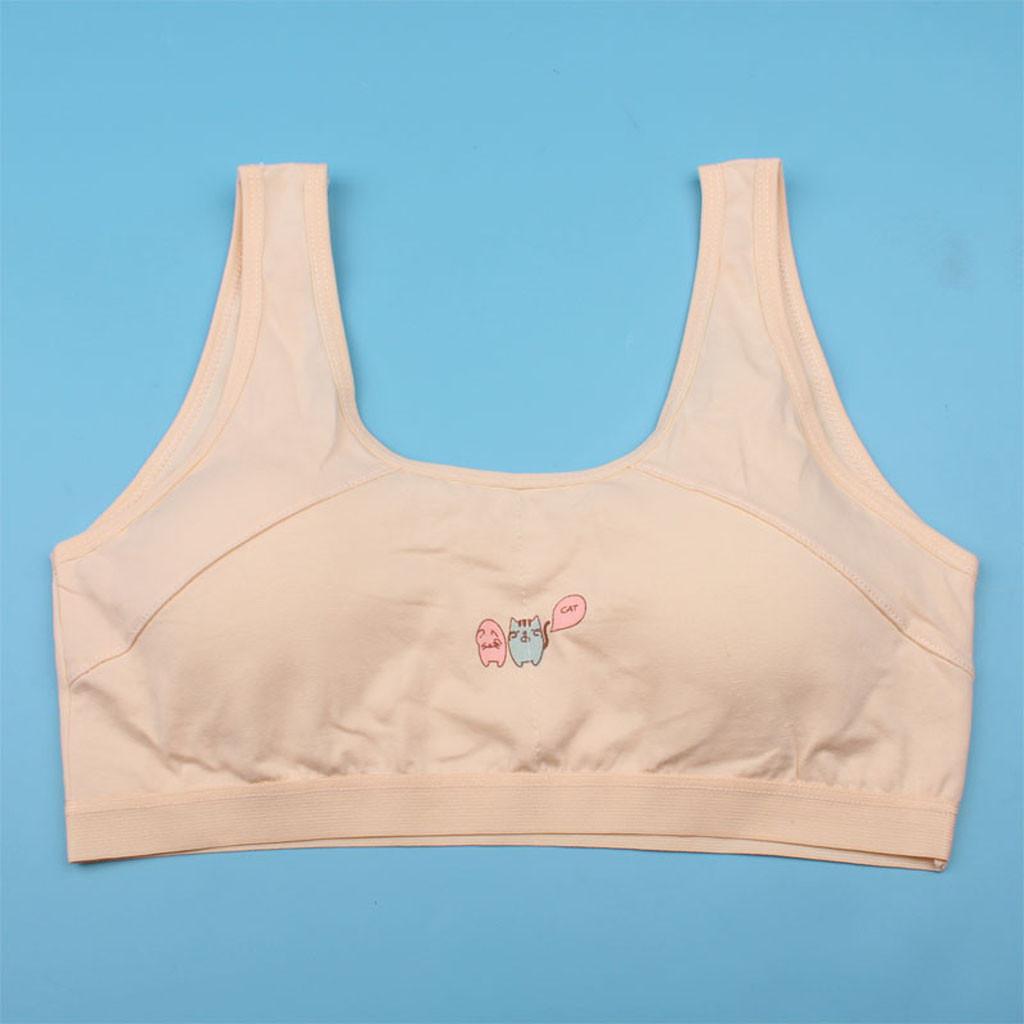 Cotton Bra For Girls Kids Girls Underwear Bra Vest Children Underclothes Sport Undies Clothes Teen Underwear For Girls V23%: Beige
