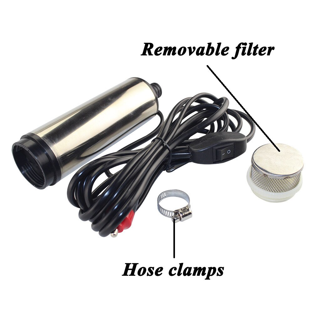 DC 12V 30L/min, rvs Dompelpomp lenspomp Elektrisch voor diesel/olie/water/fuel transfer met Schakelaar, 12 v volt 12volt