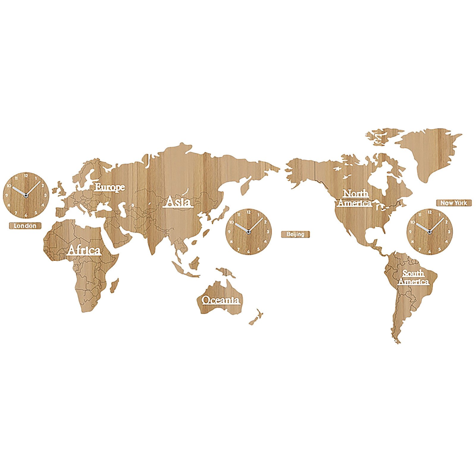 Wall Clock DIY 3D World Map Large Wooden MDF Wood Watch Wall Clock Modern European Style Round Mute Relogio De Parede: D