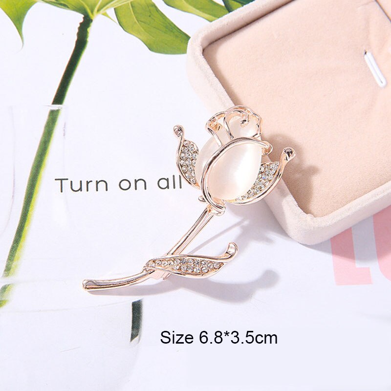 Broche fleur en pierre opale à la , accessoires de vêtement, d'anniversaire pour femmes, broche en strass