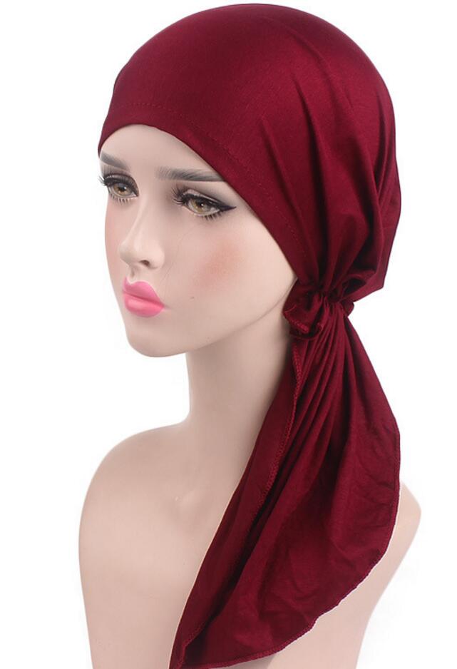 Luxe vrouwen Spandex Sport Hoofdband Durags Bandana Tulband Hoed Pruiken Doo Durag Biker Extra lange bandjes DU-RAG Stitch buiten: 2