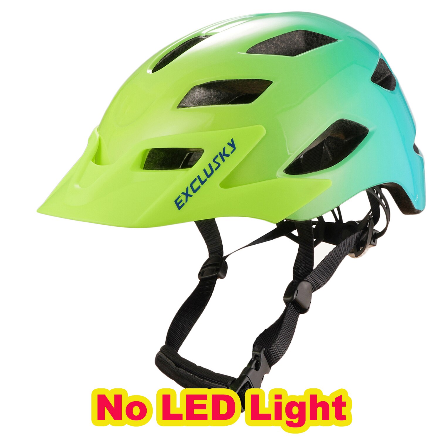 EXCLUSKY-casco de luz LED para bicicleta de montaña para adulto, con carga USB, M/L, 56-61CM: green blue no led