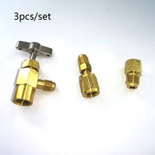 3pc r1234yf r134a r12 kølemiddel dåse adapterfittings 1/4 sae 1/2 "acme lh  r12 r22 r134a r -134a dåser med 1/2 " acme gevind