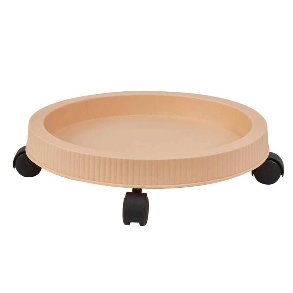 Round Tray Saucers Removable Flower Pot Tray Wheels Bottom Tray Plant Base Water Drip Holder Garden Supply Reusable Plant Stand: apricot