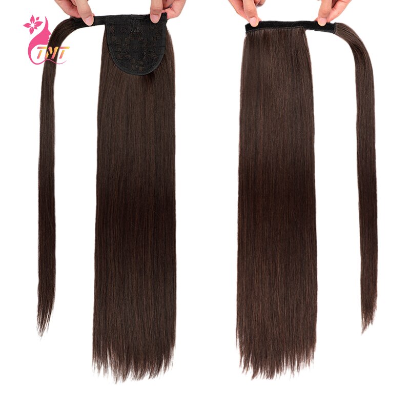 Long Ponytail Extension Synthetic Heat Restant Fiber Straight Pony Tail Hair Extensions Black Brown Headwear Hairpieces: S4