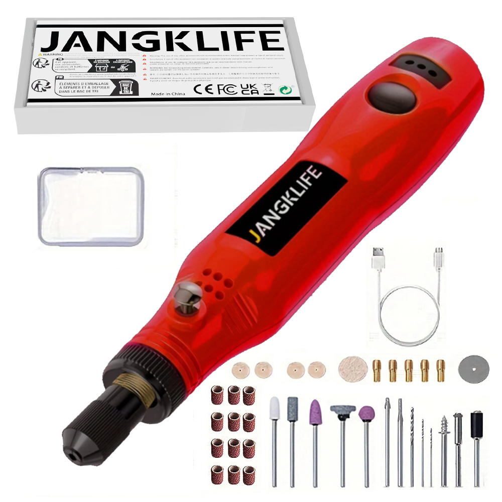 USB Cordless Rotary Tool Kit Woodworking Engraving Pen DIY For Jewelry Metal Glass Mini Wireless Drill: Red