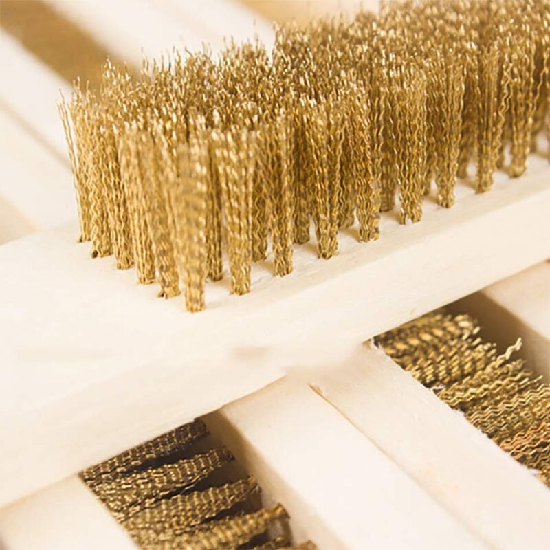 Durable Beech Handle Brass Wire Brush Copper Brush for Industrial Equipment Surface / Interior Polished Grinding Clean