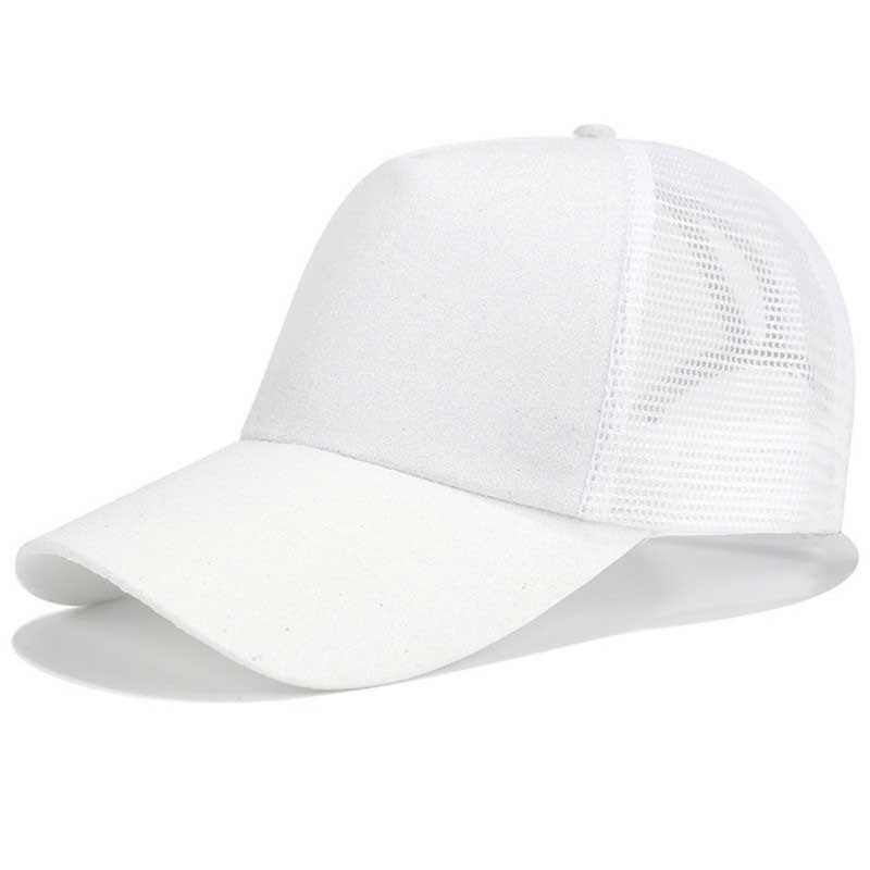 Glitter Ponytail Baseball Cap Women Hat Mesh Trucker Caps Messy Bun Summer Hat Female Adjustable Hip Hop Hats: Glitter White