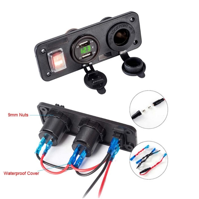 Auto Boot Truck 12V 24V 2 Usb Charger Voltmeter Schakelaar Sigarettenaansteker: GN