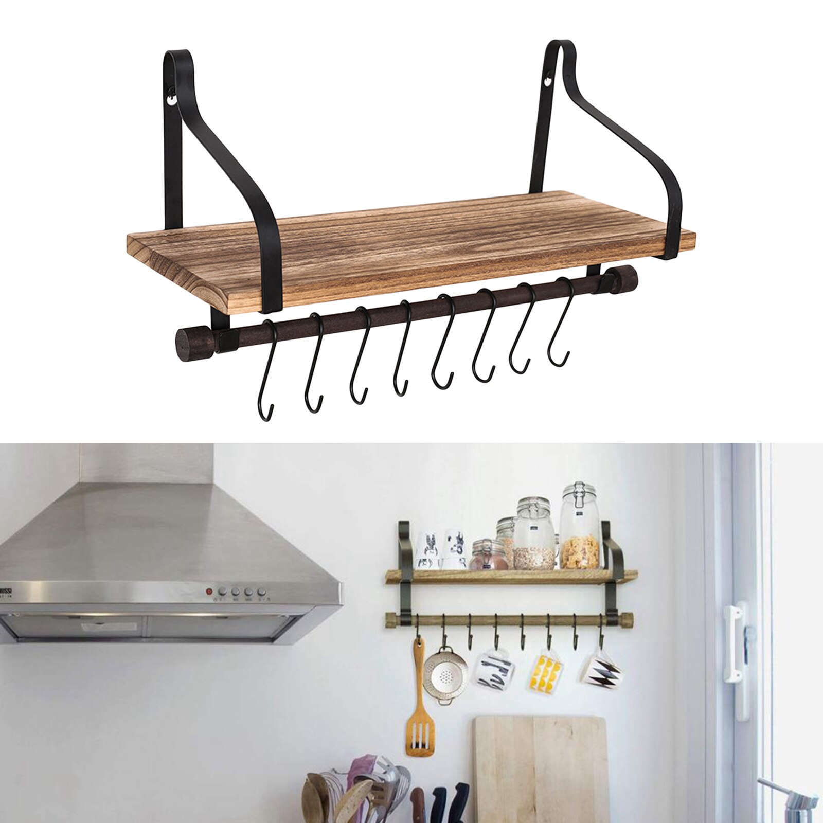 Heavy Duty Wall Mounted Floating Wood Shelves Holder Organiser Shelf Stand