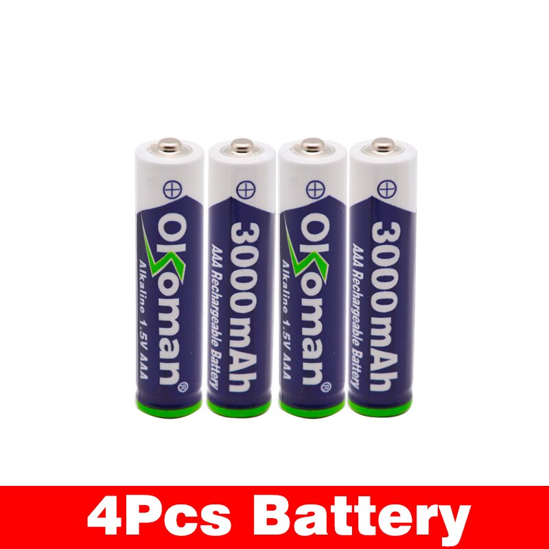 AAA Batterij 3000 mah 1.5 V Alkaline oplaadbare batterij voor Afstandsbediening Speelgoed licht Batterij en alkaline smart charger: Geel