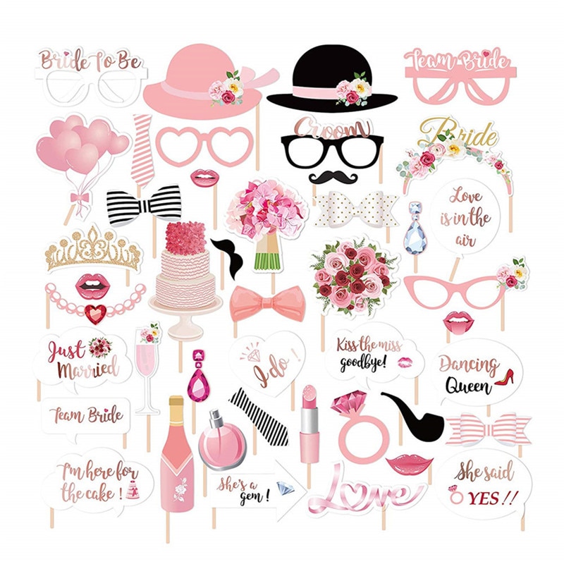 Wedding Bridal Shower Photo Booth Props ,Engagement Decorations, Party Supplies for Bachelorette, Bride Parties and Engaged