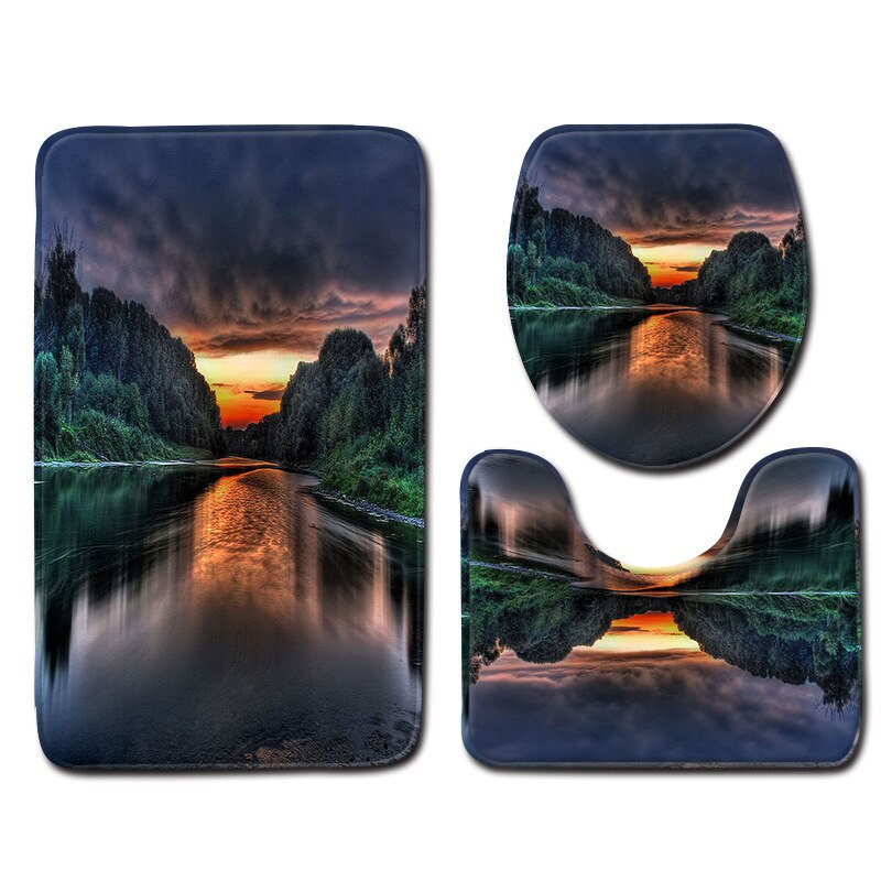 Rose Gedrukt Badmat Voor Bad Tapijt In De Badkamer Thuis Decoratie Mat Toilet Seat Cover Mat Microfiber Douche Vloer mat Set: 3PCS5 / Large 3PCS