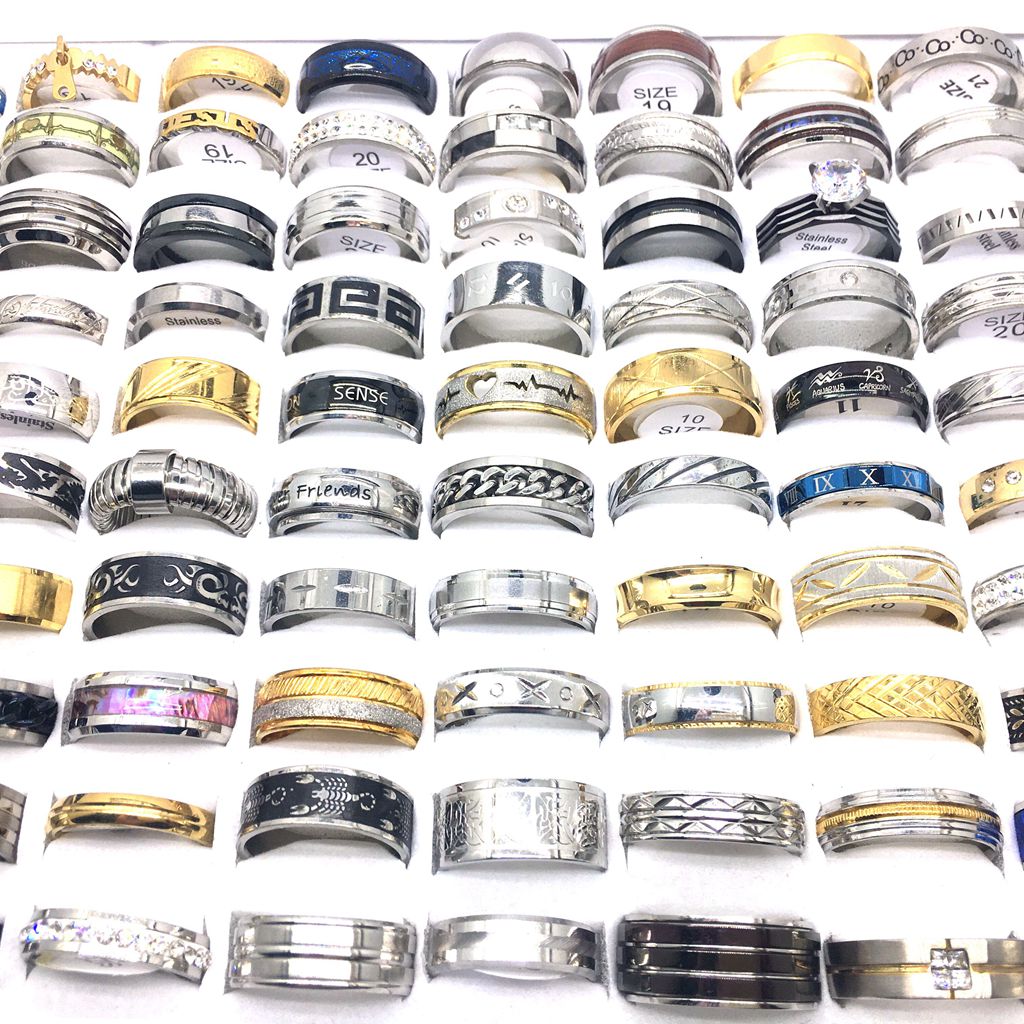 Neue 20 stücke Mens Frauen Ringe 316L Edelstahl Ring für Hochzeit Bands Paar Schmuck Viele mischen Stile