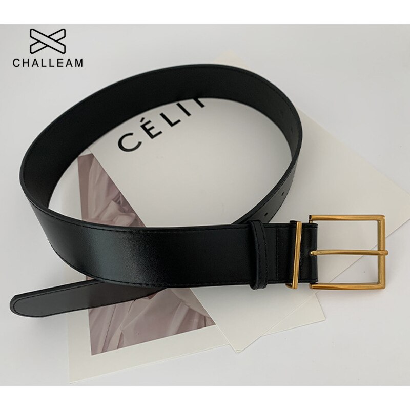 Vrouwen Luxe Brede Riem Vrouwelijke Vintage Goud Grote Vierkante Metalen Pin Gesp Zwart Bruin Pu Lederen Riem Jas Jurk Taille band 120