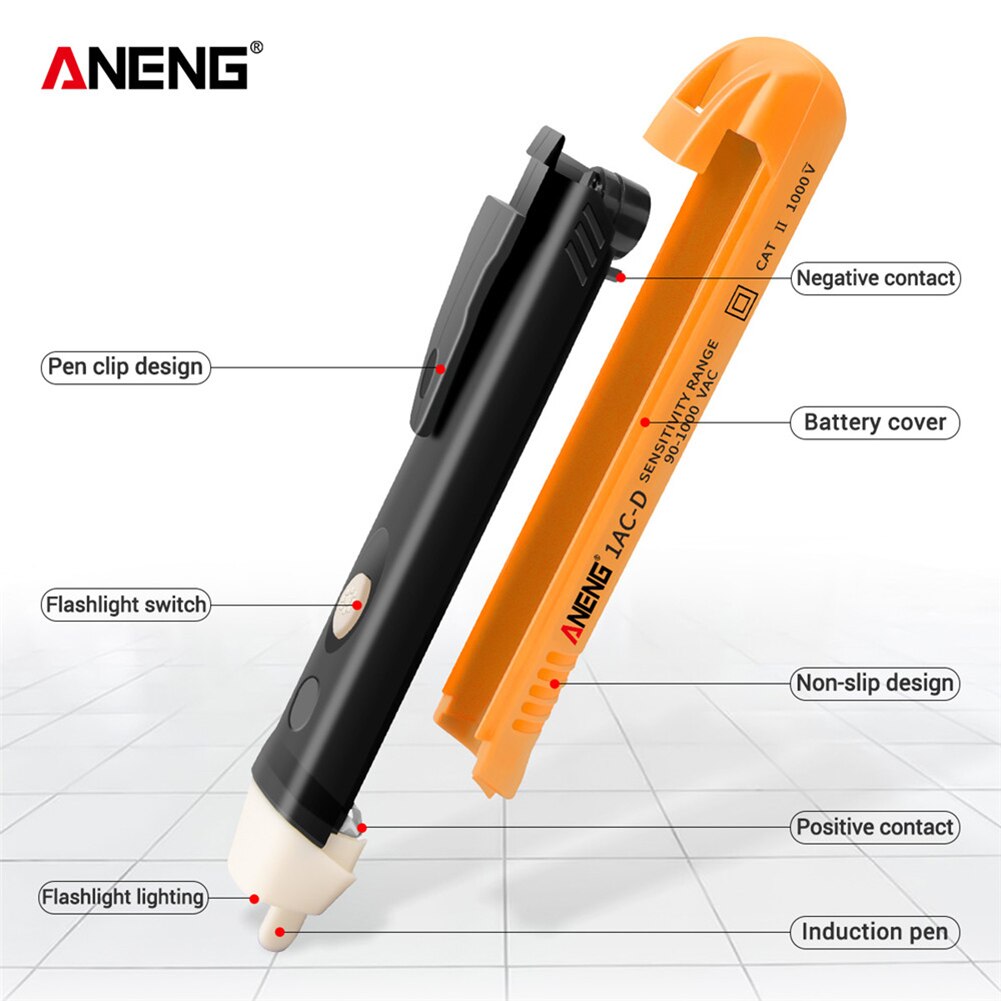 Pluma de prueba sin contacto indicador eléctrico 90-1000V inducción AC lápiz de prueba de potencia voltímetro probador de detección de potencia de la sonda de voltaje