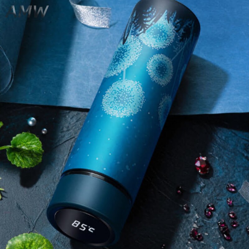 450ml LED lindo termo vacío-pantalla Digital inteligente de temperatura de acero inoxidable termo botella de agua para café té leche: Dandelion