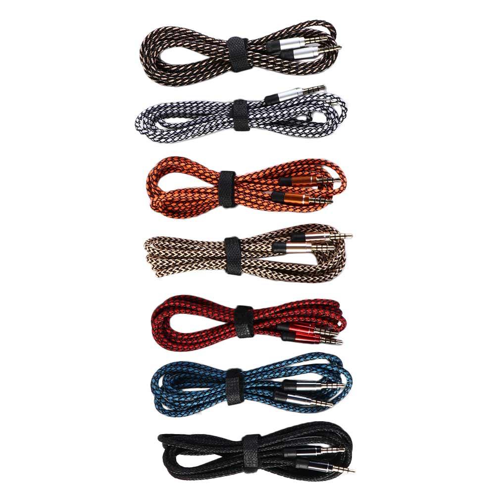 Cable de altavoz trenzado de nailon auxiliar, Cable adaptador de Audio tejido de nailon estéreo, Cable de extensión para auriculares, Cable de Audio de 3,5mm, Cable auxiliar para coche