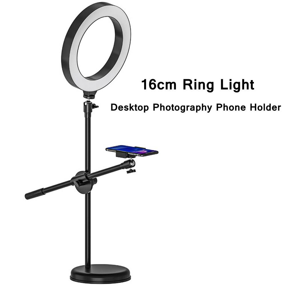 Profession desktop fotografering led ringlys med stativ stativ telefonholder ring lampe til fotostudio nail art video ringlys: 16cm ringlys