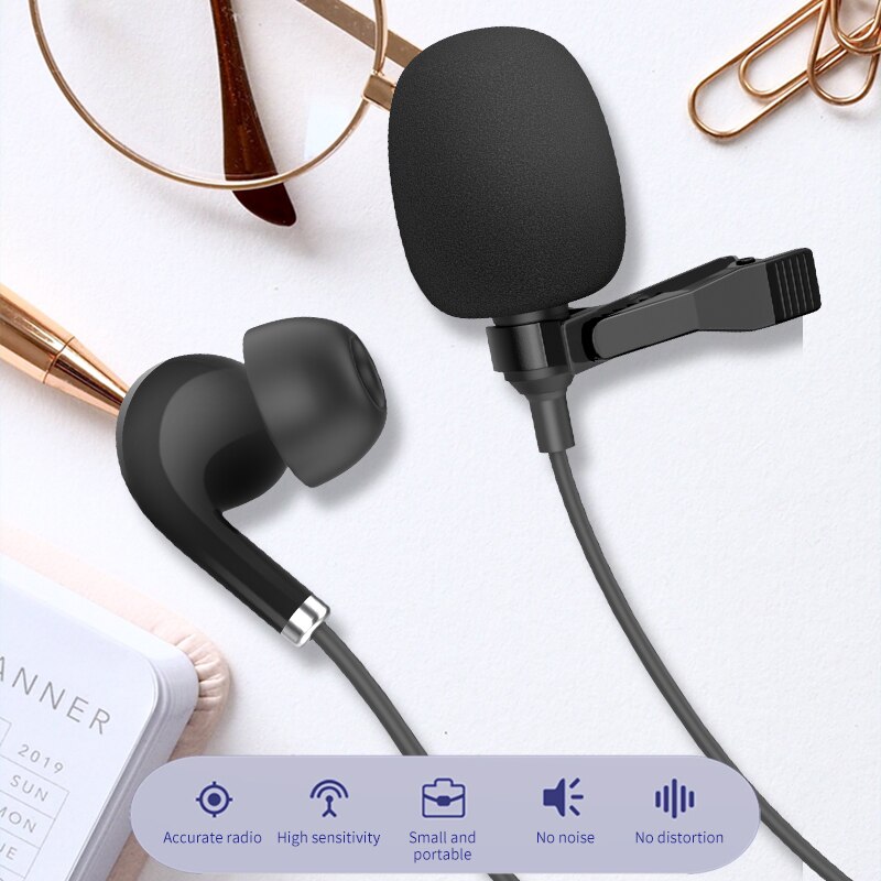 Voxlink Clip Op Revers Mic Professionele 3.5Mm Plug Met Draad Voor Interview Opname Lavalier Condensator Microfoon Oortelefoon