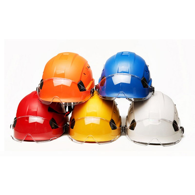 Veiligheid Helm Met Bril Bouw Hard Hoed Abs Beschermende Helmen Werk Cap Voor Werken Klimmen Rijden