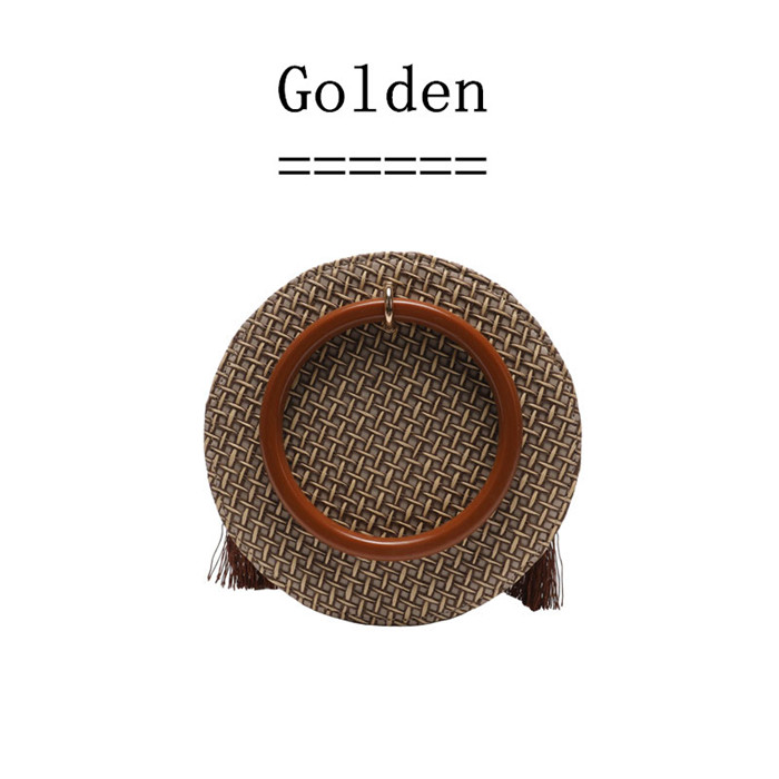 Rattan Taschen Handtaschen Für Frauen Bali Böhmischen Sommer Strand Tasche Heißer Schulter Crossbody Runde bolsa Stroh Tasche: Gold