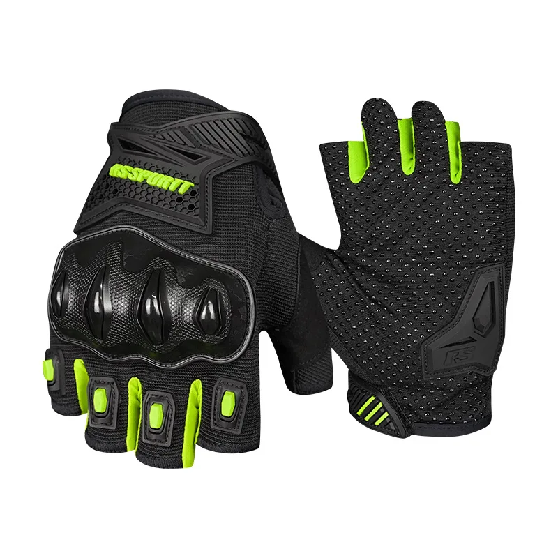 Guantes protectores de ciclismo transpirables, guantes de motocicleta para hombres y mujeres, guantes de verano con protección absorbente de golpes de medio dedo