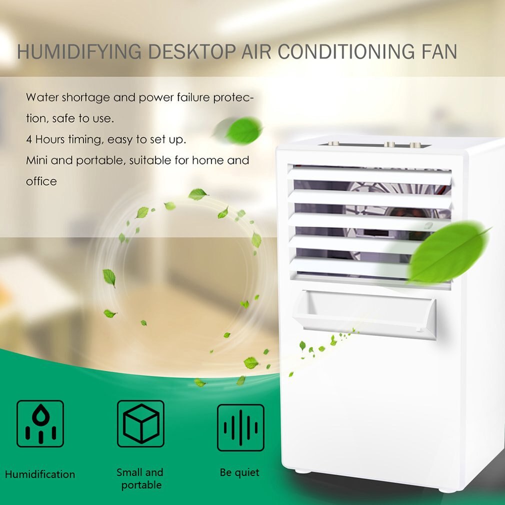 Mini Portable Air Conditioner Table Desk Small Home Office Bladeless Fan Humidifier Quiet Personal Moisturizing Air Cooler