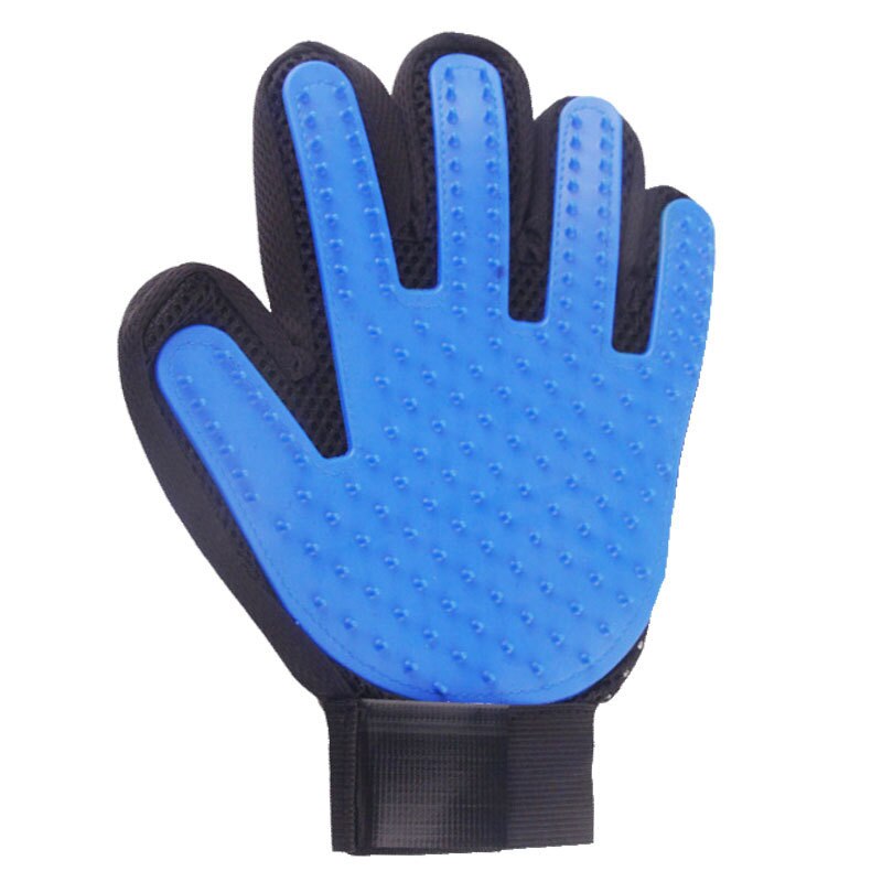 Guante de silicona para el cuidado de mascotas, cepillo para perros, peine, guantes para el pelo, suministros de limpieza para el baño, peines de goma para animales, 1 unidad: Blue left hand